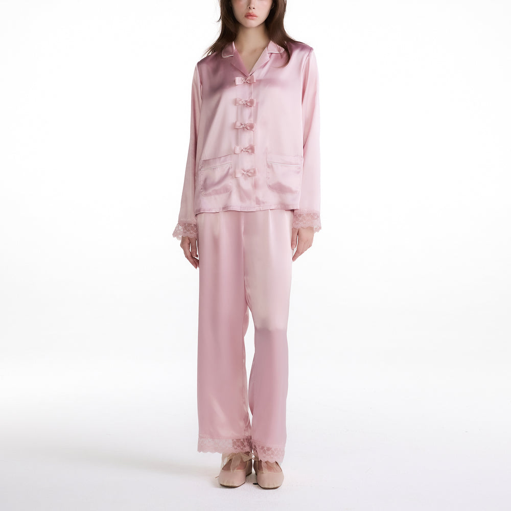 Wacoal x Proud ชุดนอนเซ็ต เสื้อแขนยาว กางเกงขายาว รุ่น WNC701 สีชมพู (PI)