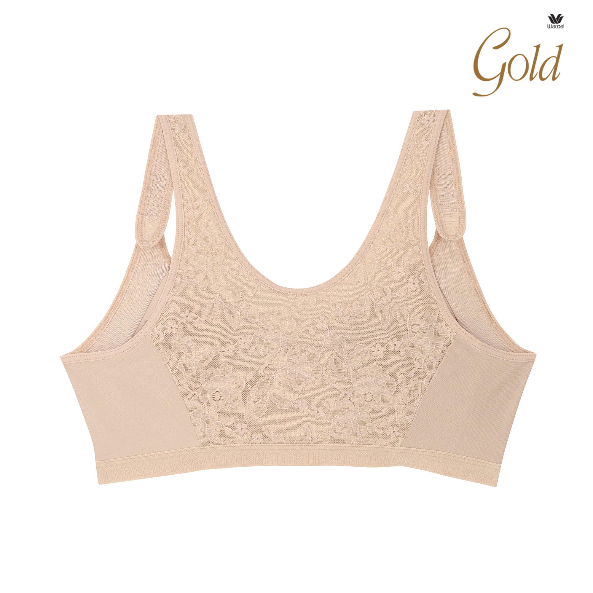 Wacoal Gold บราเพื่อสุขภาพ ตะขอหน้า แบบไร้โครง รุ่น WO1548 สีเนื้อ (NN)