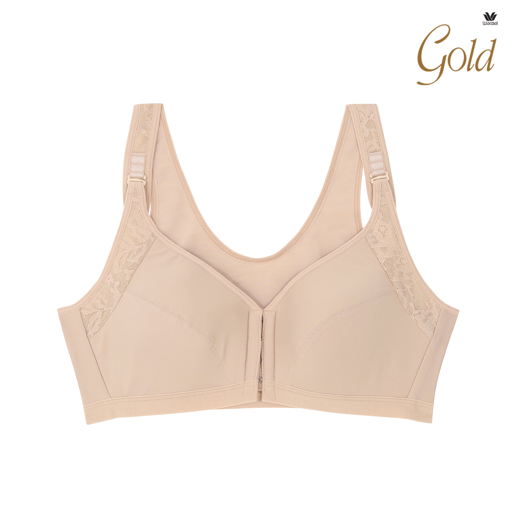 Wacoal Gold บราเพื่อสุขภาพ ตะขอหน้า แบบไร้โครง รุ่น WO1548 สีเนื้อ (NN)