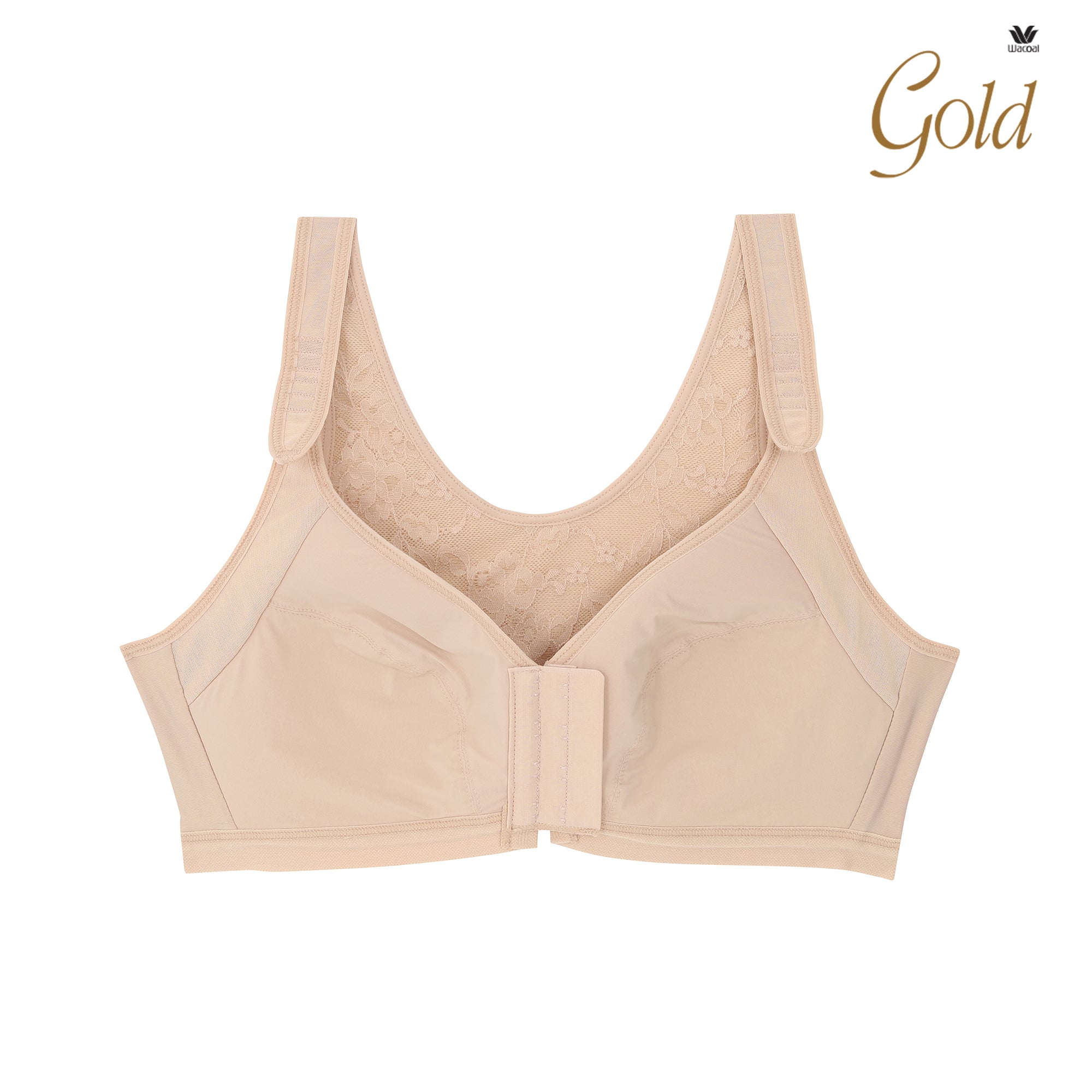 Wacoal Gold บราเพื่อสุขภาพ ตะขอหน้า แบบไร้โครง รุ่น WO1548 สีเนื้อ (NN)