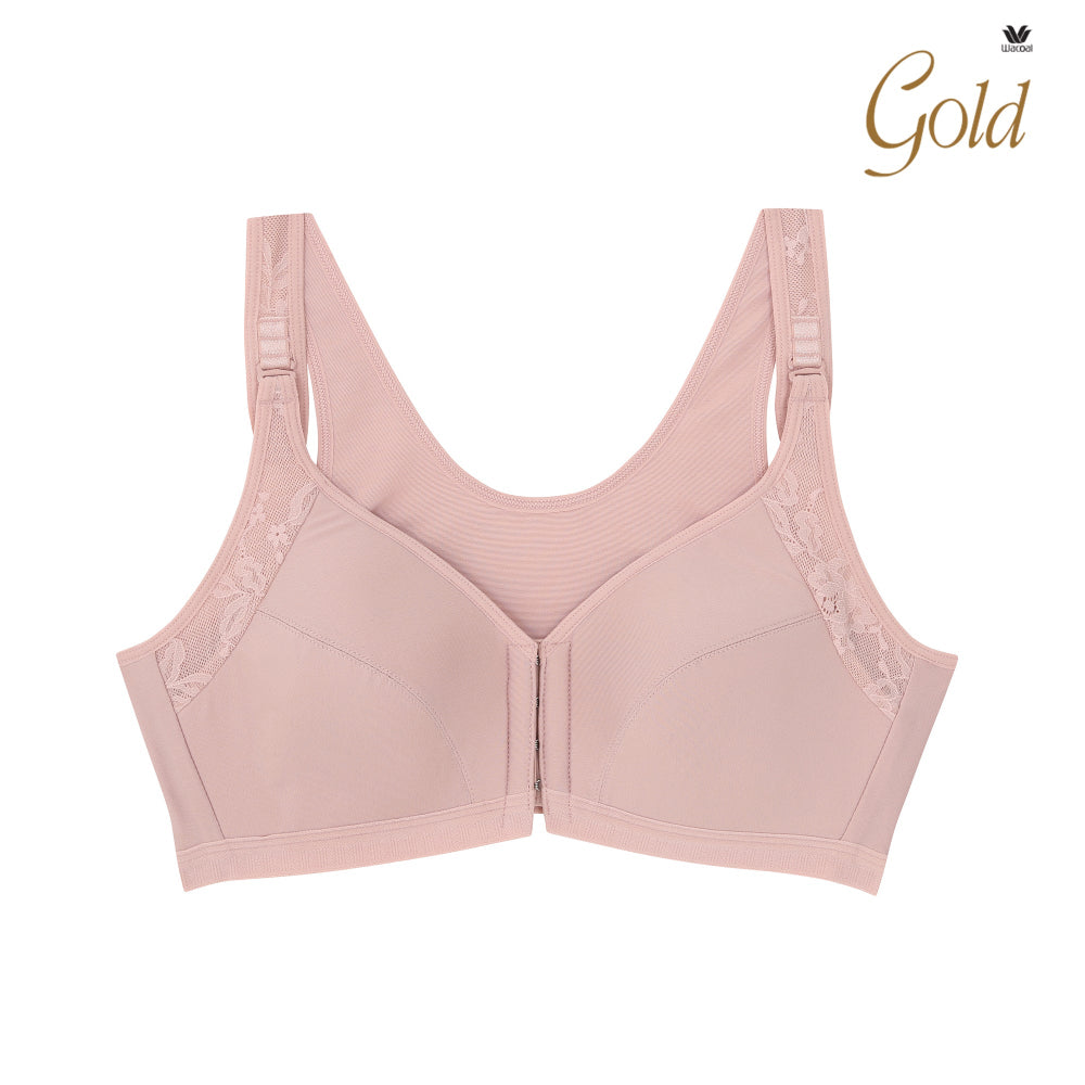 Wacoal Gold บราเพื่อสุขภาพ ตะขอหน้า แบบไร้โครง รุ่น WO1548 สีชมพู (WR)