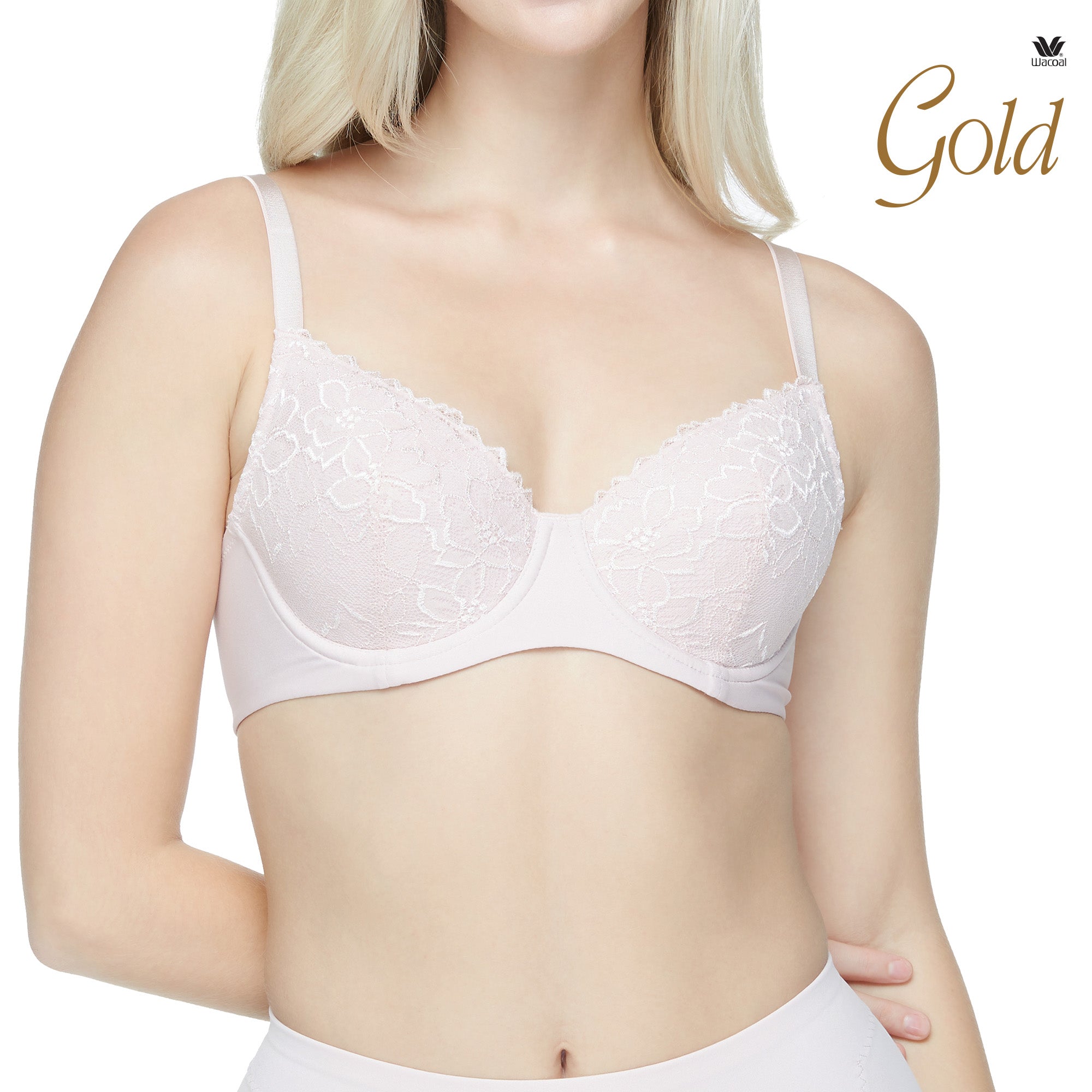Wacoal Gold บราเพื่อสุขภาพเสริมโครงอ่อน ไม่เสริมฟองน้ำ รุ่น WO1725  (เข้าคู่ WO3116 ) สีชมพูกุหลาบป่า (WR)