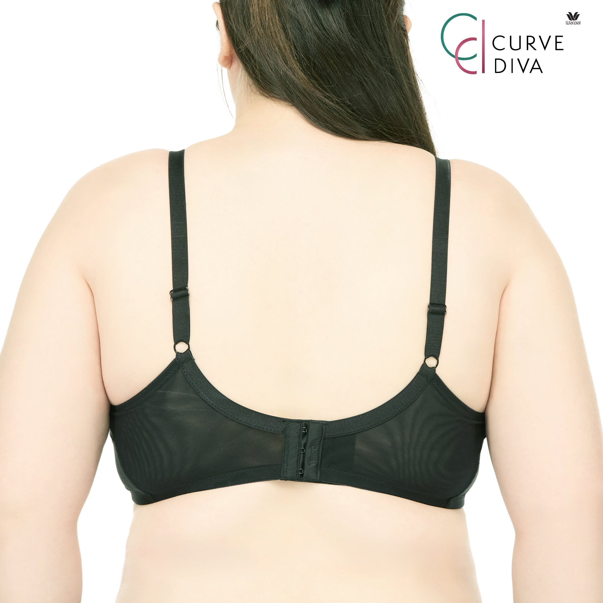 Wacoal Curve Diva บรามีโครงเก็บกระชับ สาวพลัสไซซ์ รุ่น WQ1863 สีดำ (BL)