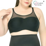 Wacoal Curve Diva, underwire bra, firming, plus size, model WQ1863, black (BL)