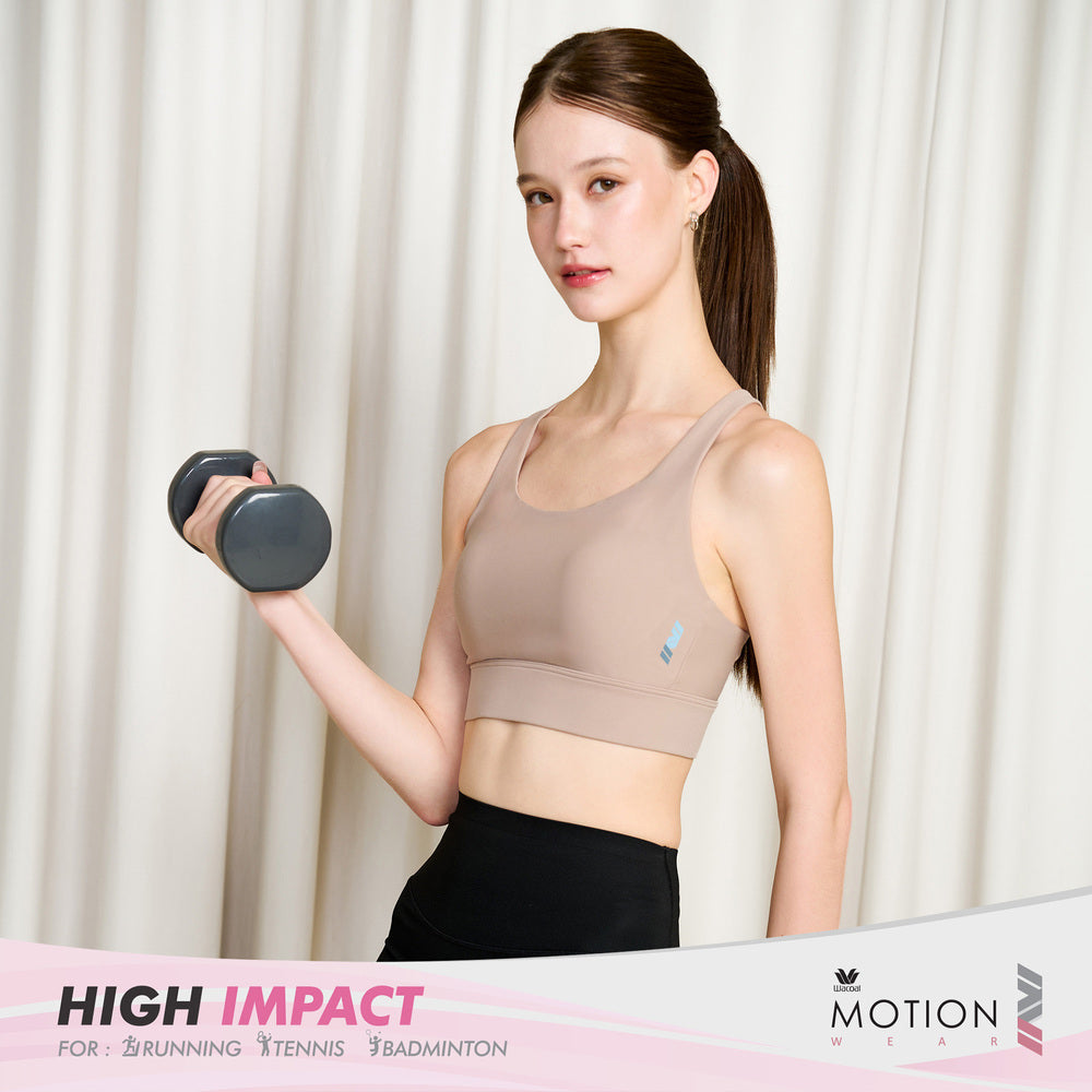 Wacoal Motion Wear บราออกกำลังกายแบบตะขอหลัง รุ่น WR1528 สีเบจ (CC)