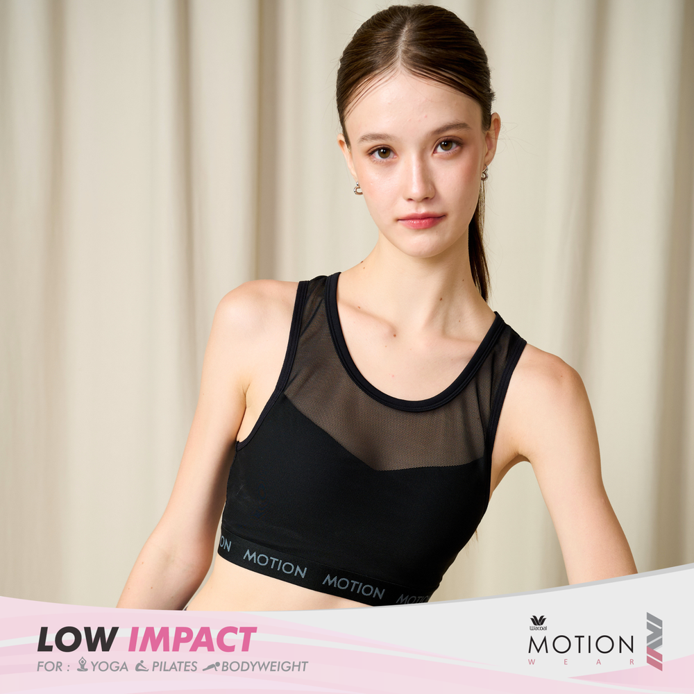 Wacoal Motion Wear บราออกกำลังกาย Powernet รอบตัว รุ่น WR3216 สีดำ (BL)