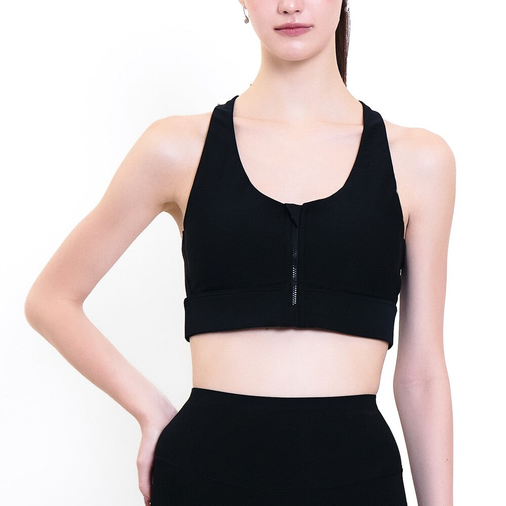 Wacoal Motion Wear บราออกกำลังกายแบบรูดซิปด้านหน้า รุ่น WR3464 สีดำ (BL)