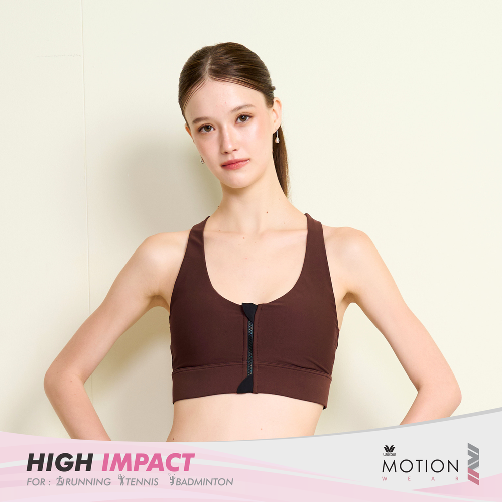 Wacoal Motion Wear บราออกกำลังกายแบบรูดซิปด้านหน้า รุ่น WR3464 สีแดง (CH)
