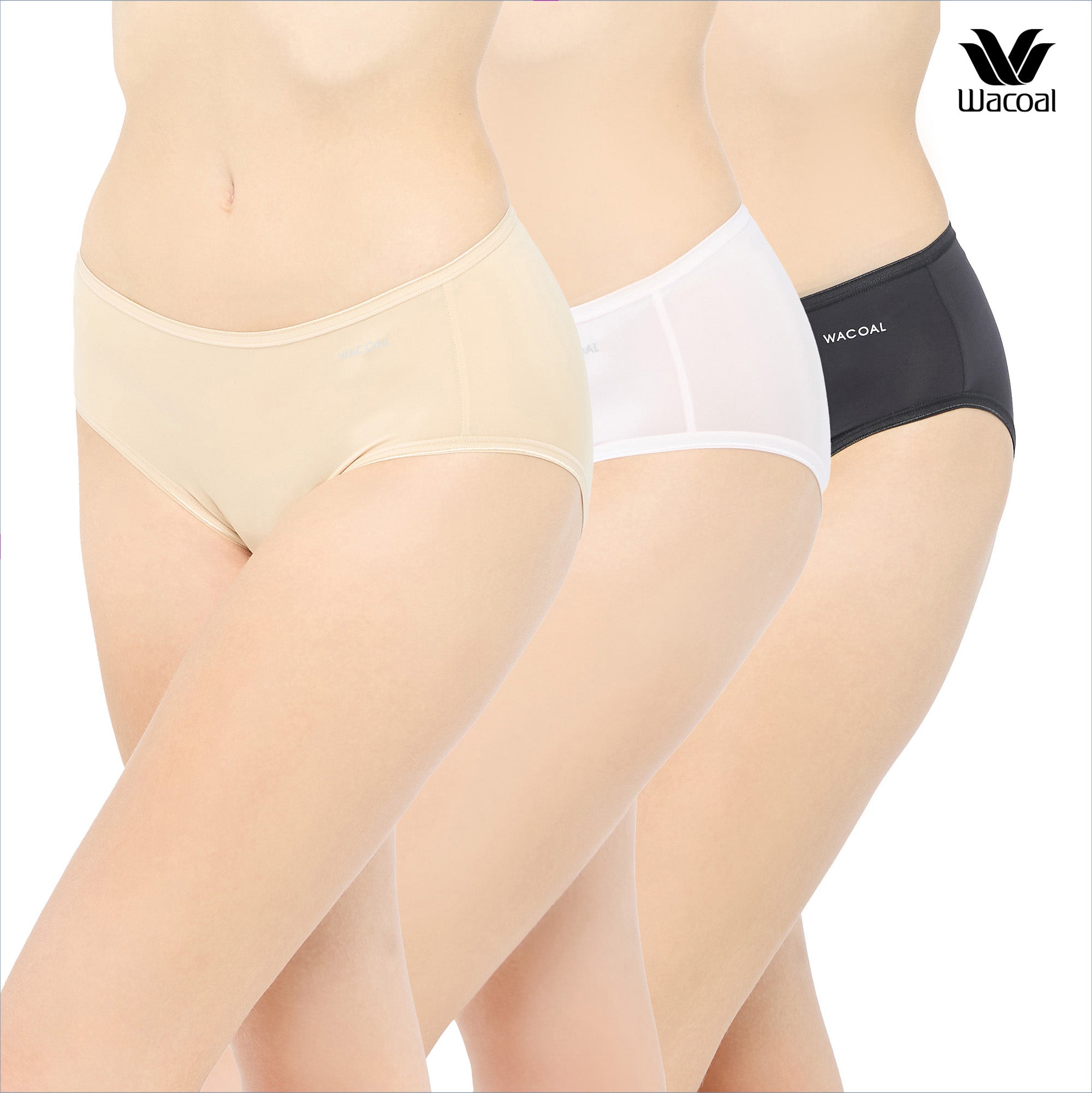 Wacoal Super Soft Nylon Panty Pack 3 ชิ้น รุ่น WU3T92 คละสี ดำ-เบจ- ชมพู