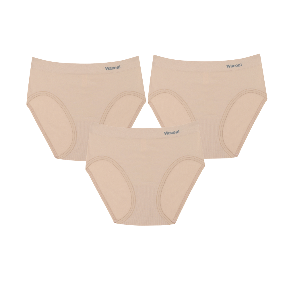Wacoal Body Seamless Panty กางเกงในรุ่น WU3C23/WU8323 (แพค 3 ชิ้น) สีเบจ (BC)