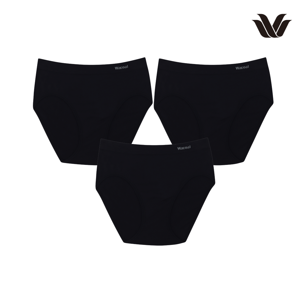 Wacoal Body Seamless Panty กางเกงในรุ่น WU3C23/WU8323 (แพค 3 ชิ้น) สีดำ (BB)