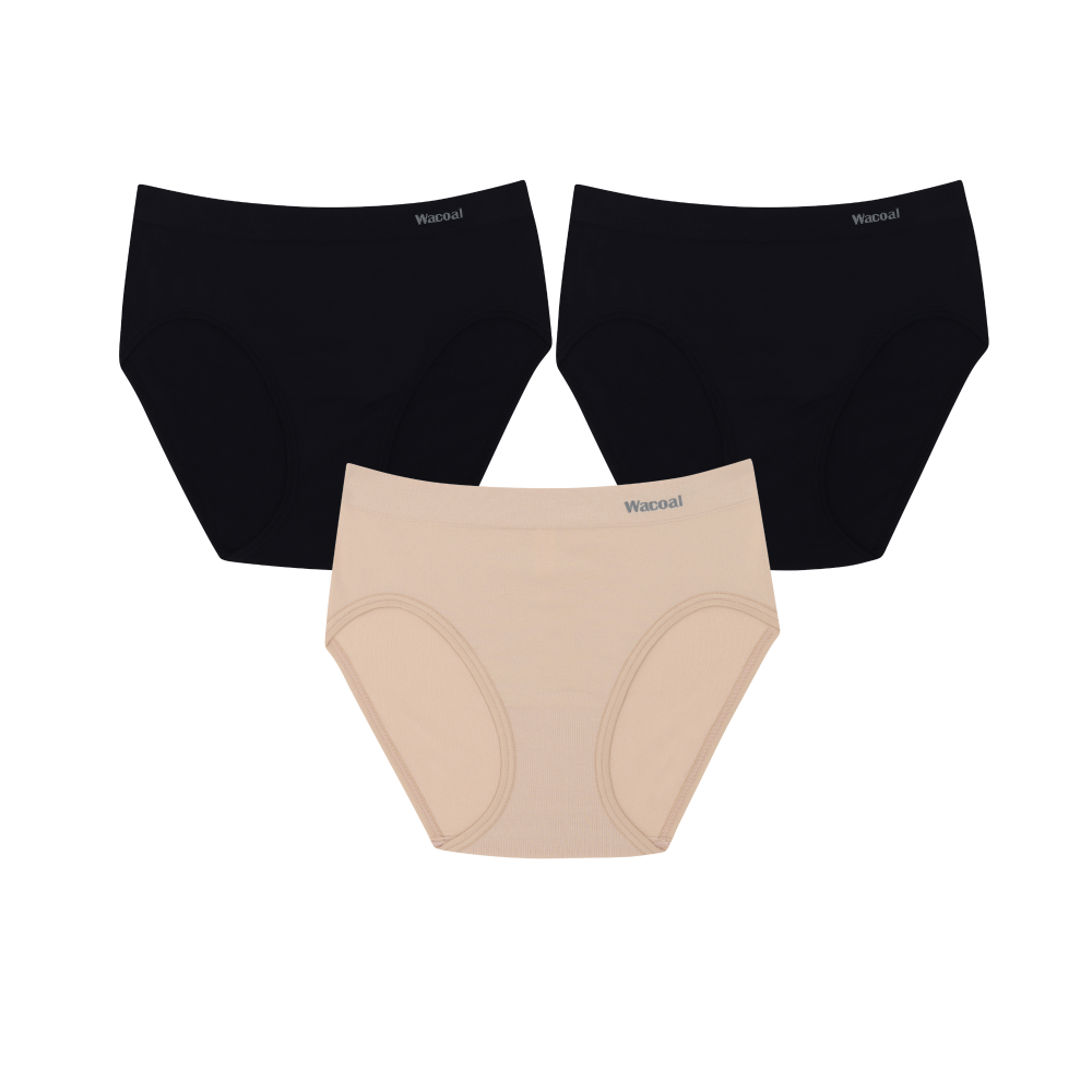 Wacoal Body Seamless Panty กางเกงในรุ่น WU3C23/WU8323 (แพค 3 ชิ้น) คละสี (BL)