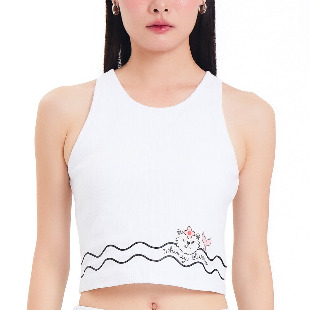 Wacoal Styled by Whimsy Blurry เซ็ตเสื้อสายเดี่ยวเสริมบราพร้อมกางเกงขาสั้น รุ่น WN9D12 สีขาว (WH)