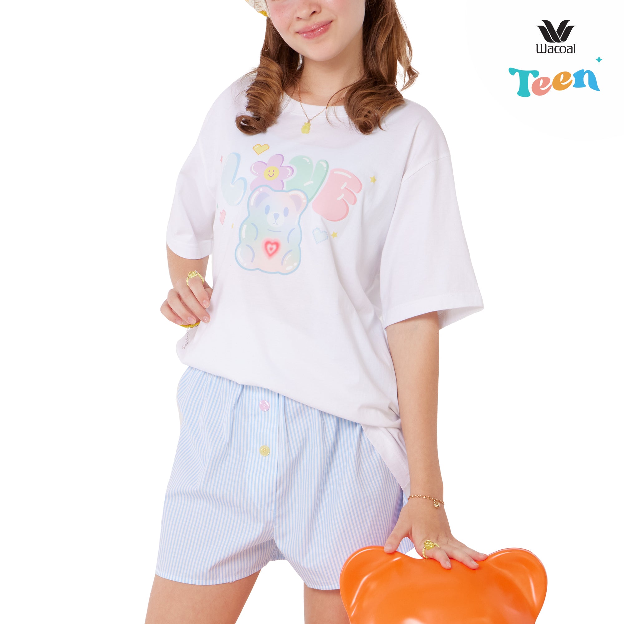 Wacoal Teen เสื้อยืด Oversize พร้อมกางเกงบ็อกเซอร์เข้าชุด รุ่น WV9G03 สีฟ้า (SX)