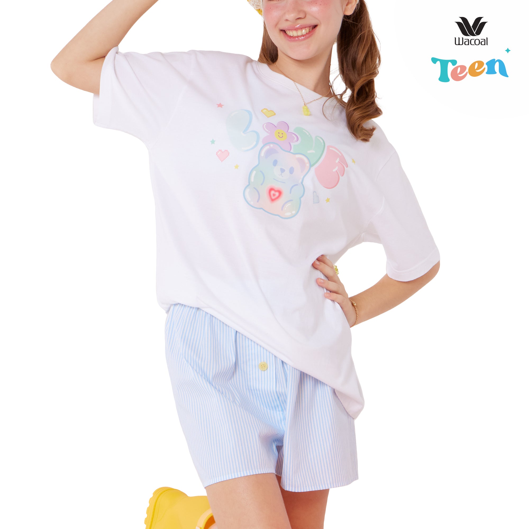 Wacoal Teen เสื้อยืด Oversize พร้อมกางเกงบ็อกเซอร์เข้าชุด รุ่น WV9G03 สีฟ้า (SX)