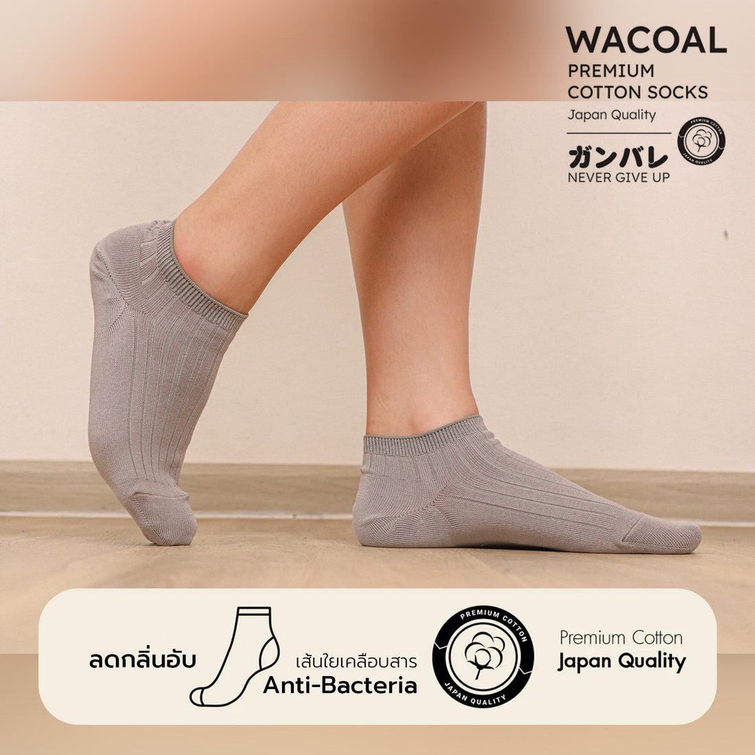 Cotton Socks Anti-bacteria, model WW1106, gray (GY)