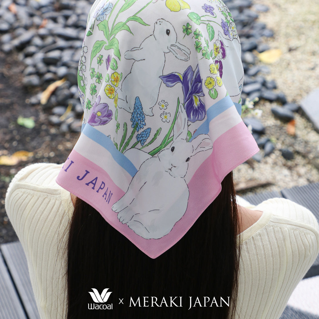 Wacoal x Meraki Rabbit in the Garden shawl/multi-purpose cover, model WW120300PI, pink (PI)