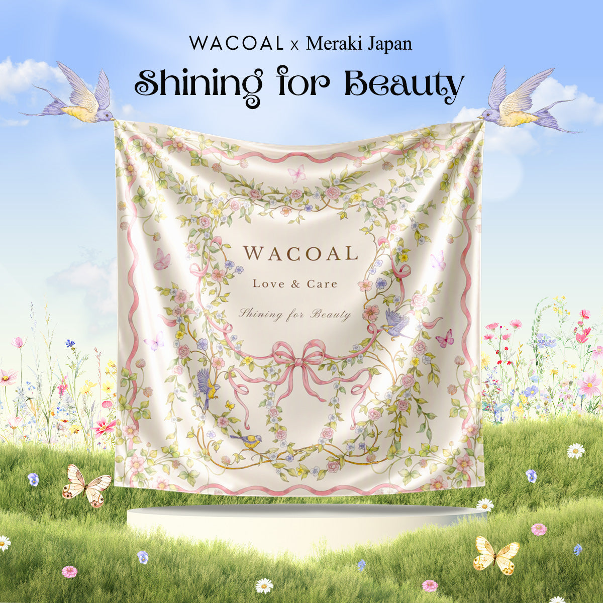 Wacoal x Meraki Shining for Beauty ผ้าคลุมไหล่/ผ้าคลุมอเนกประสงค์ รุ่น WW120800CR สีครีม (CR)