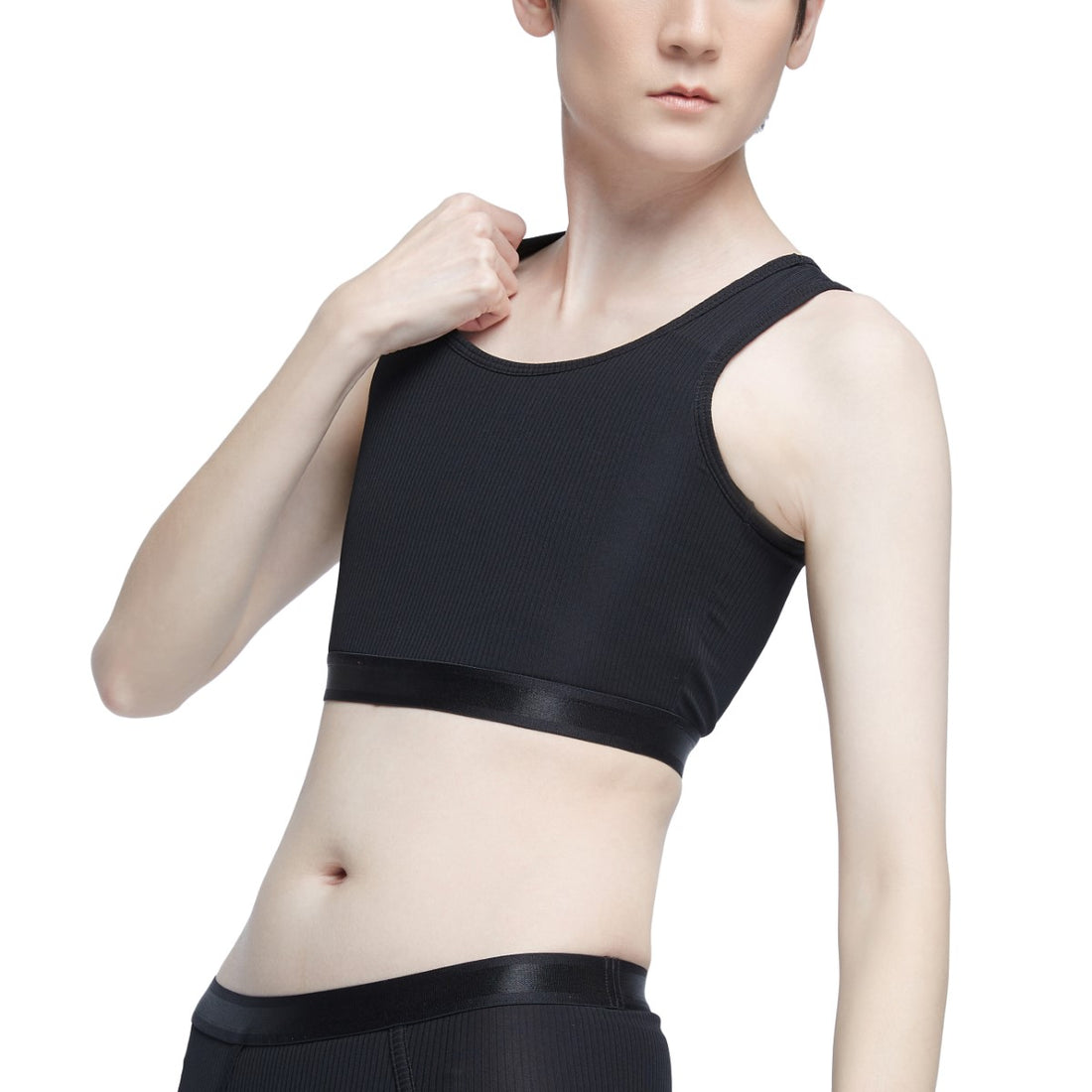 Wacoal FREEDOM Side Zip Cropped Tank Top (Tops and underwear) model WX1506+WX2601 black (BL)