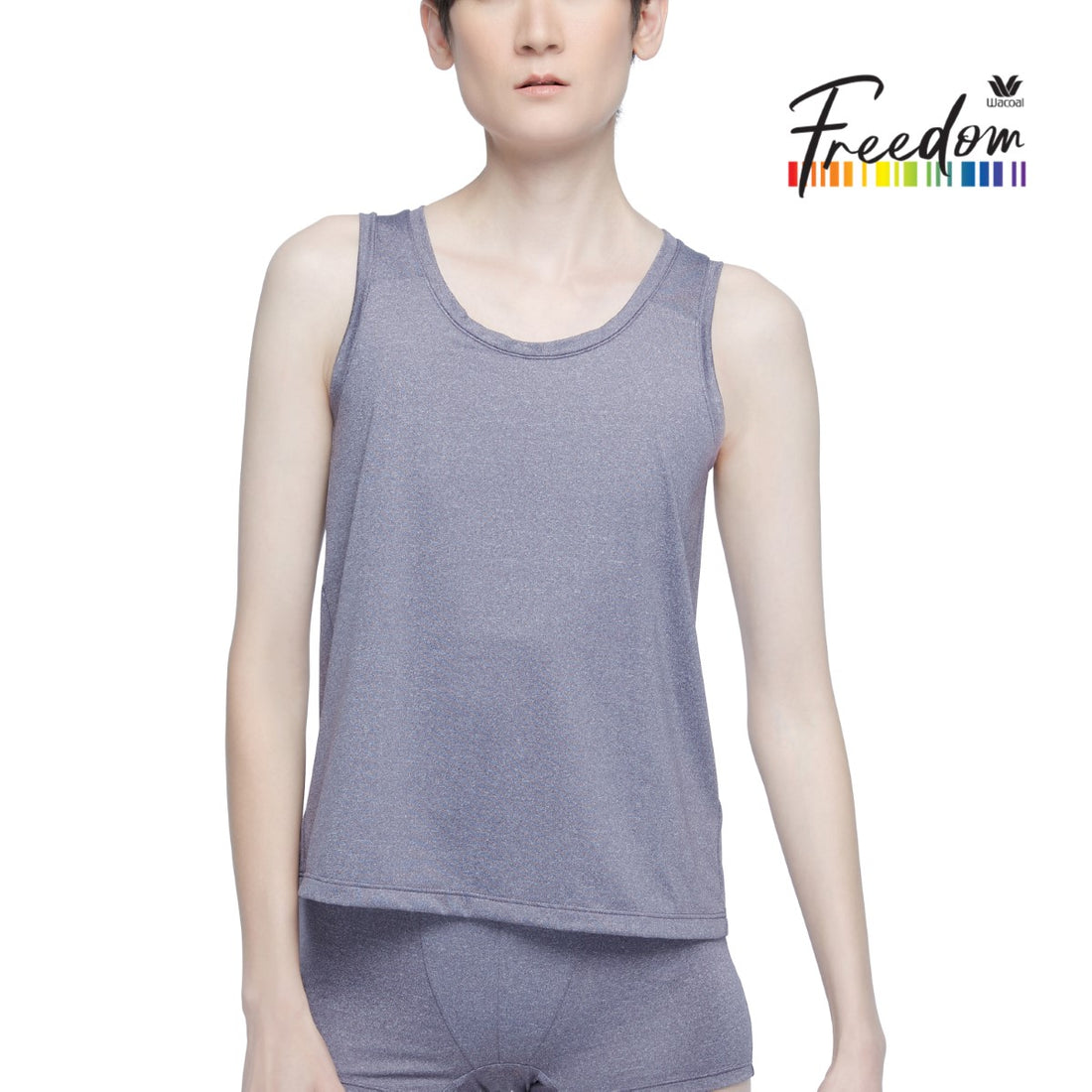 Wacoal FREEDOM Full body tank top (shirt and underwear) model WX1507+WX2602 bluish purple (PU)