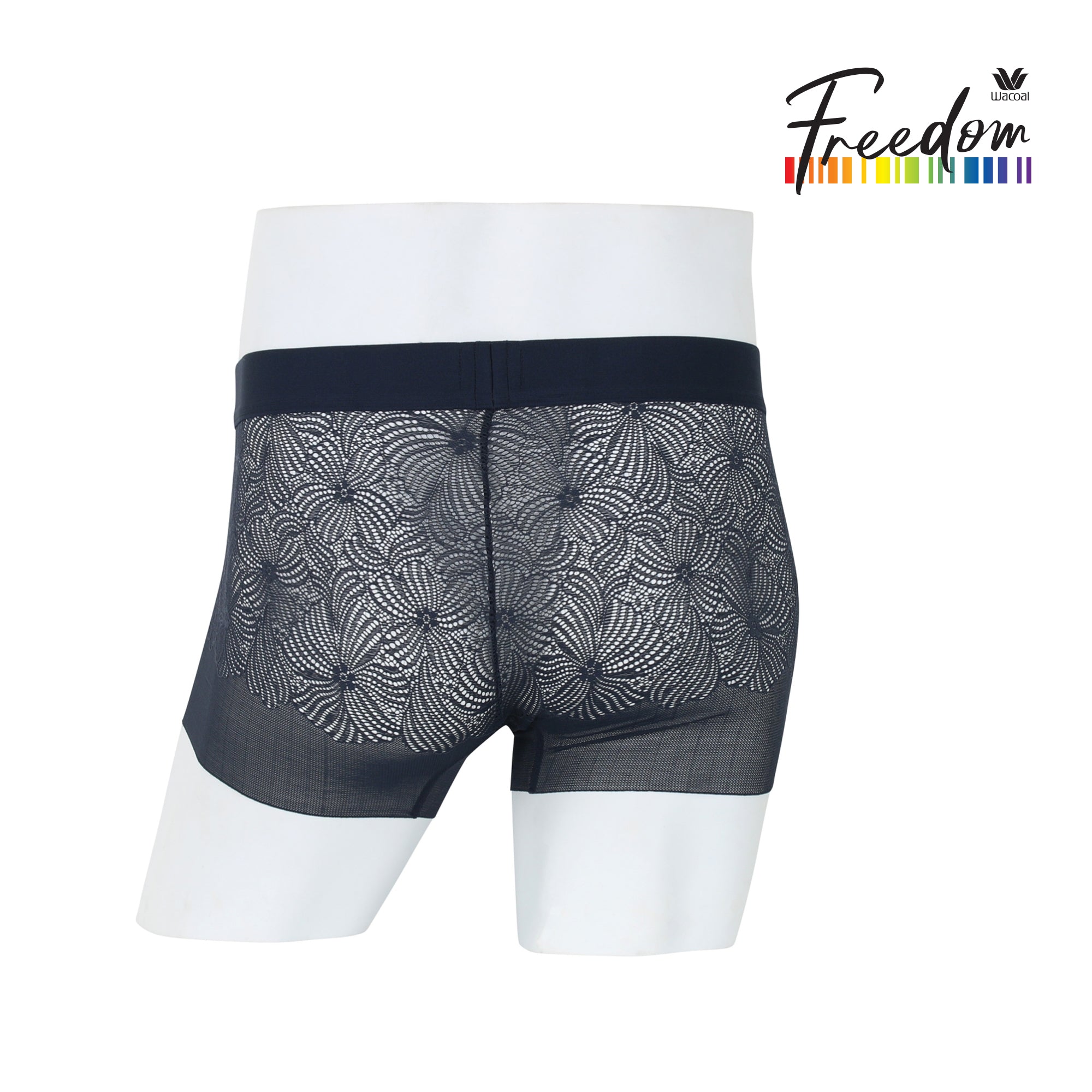 Wacoal Freedom LIMITED UNDERWEAR กางเกงลูกไม้นุ่ม  (Lace Boxer ) รุ่น WXU406 สีน้ำเงิน (BU)