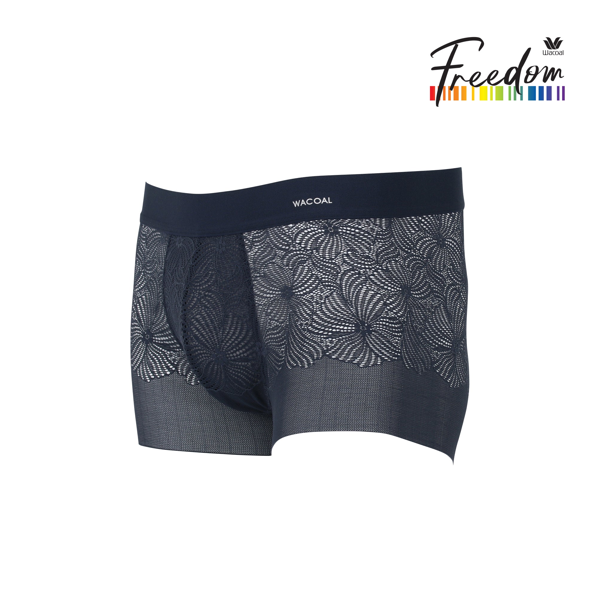 Wacoal Freedom LIMITED UNDERWEAR กางเกงลูกไม้นุ่ม  (Lace Boxer ) รุ่น WXU406 สีน้ำเงิน (BU)