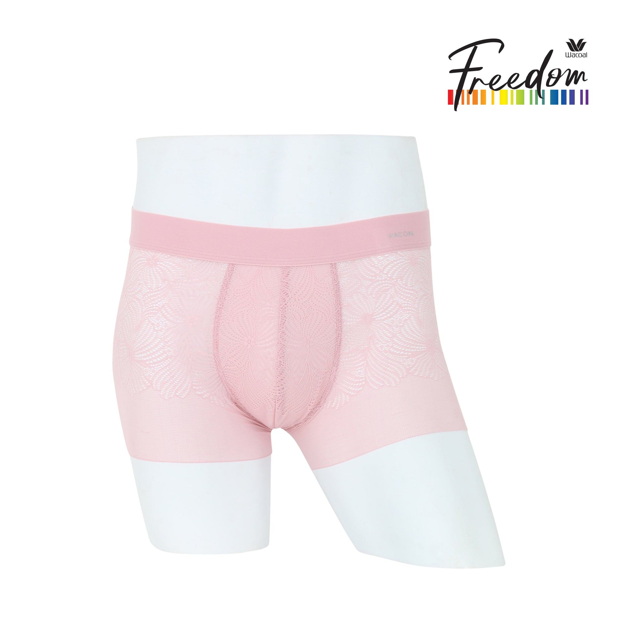 Wacoal Freedom LIMITED UNDERWEAR กางเกงลูกไม้นุ่ม  (Lace Boxer ) รุ่น WXU406 สีชมพูกุหลาบป่า (WR)