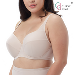 Wacoal Curve Diva Big bra for plus size girls, model WXQ301, beige color (BE)