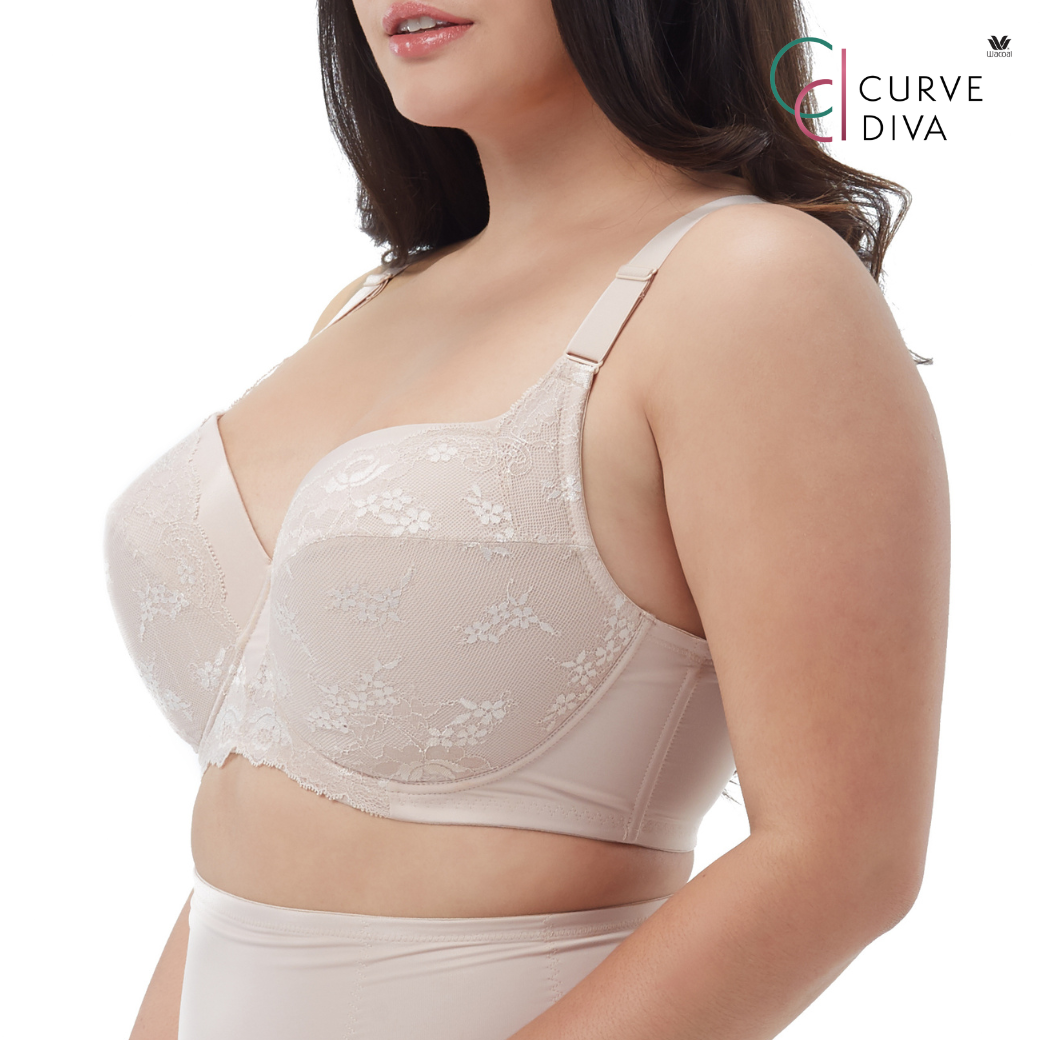 Wacoal Curve Diva Big bra for plus size girls, Model WXQ302, Beige (BE)