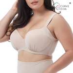 Wacoal Curve Diva Big bra for plus size girls, model WXQ303, beige (BE)