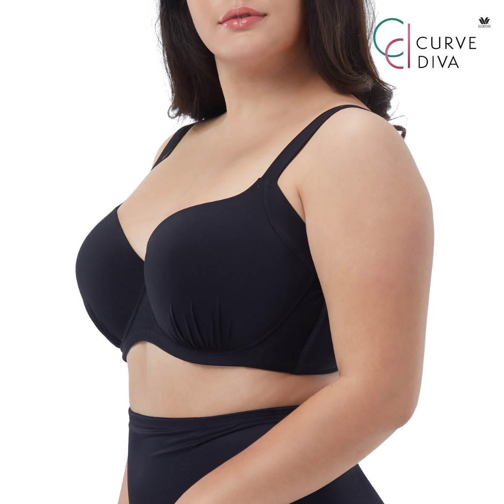 Wacoal Curve Diva Big size bra for plus size girls Model WXQ303 Black (BL)