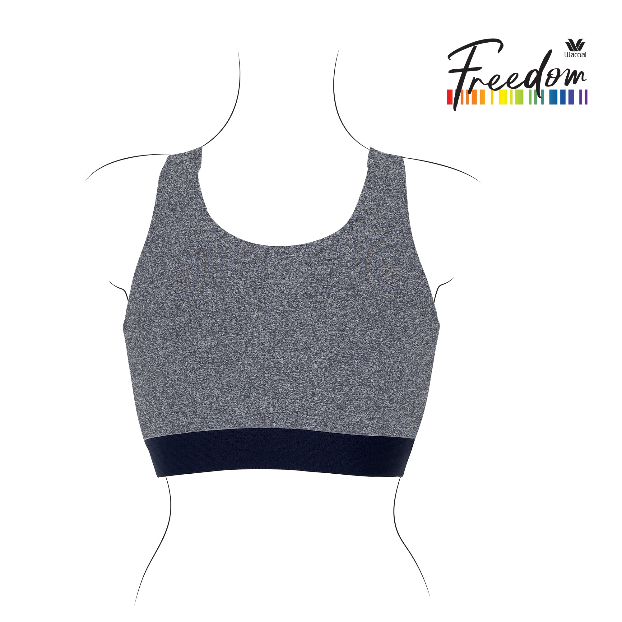 Wacoal FREEDOM เสื้อกล้ามกระชับอก แบบครึ่งตัว รุ่น WXT301 สีเทาออกน้ำเงิน (NG)