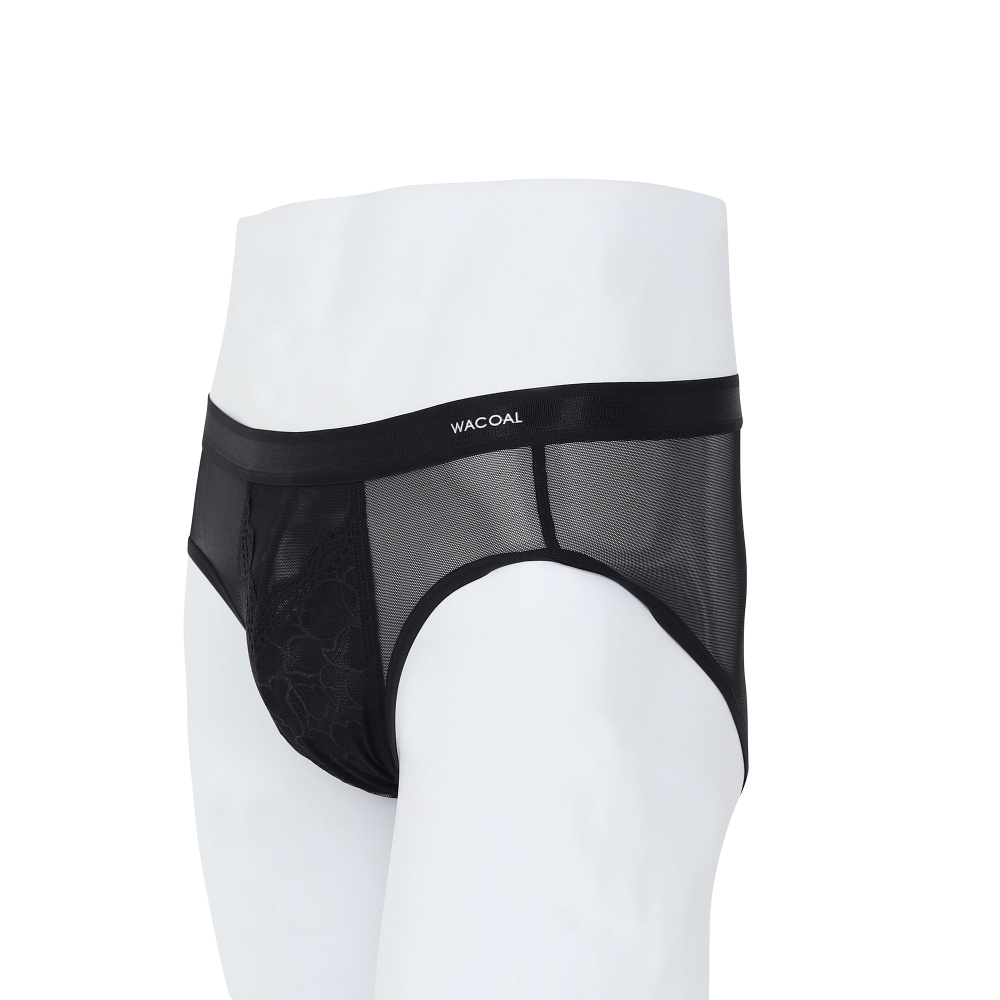 Wacoal Freedom กางเกงในชาย bikini  เรียบเนียน กระชับ ผ้าทอลายตาข่ายรุ่น WXU301 สีดำ (BL)