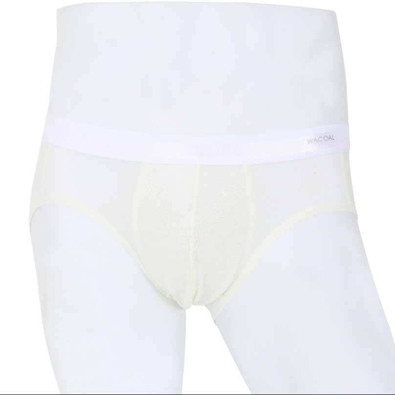 Wacoal กางเกงในผู้ชาย Bikini See-Through Lace แต่งลูกไม้ รุ่น WXU301 สีครีม (CR)
