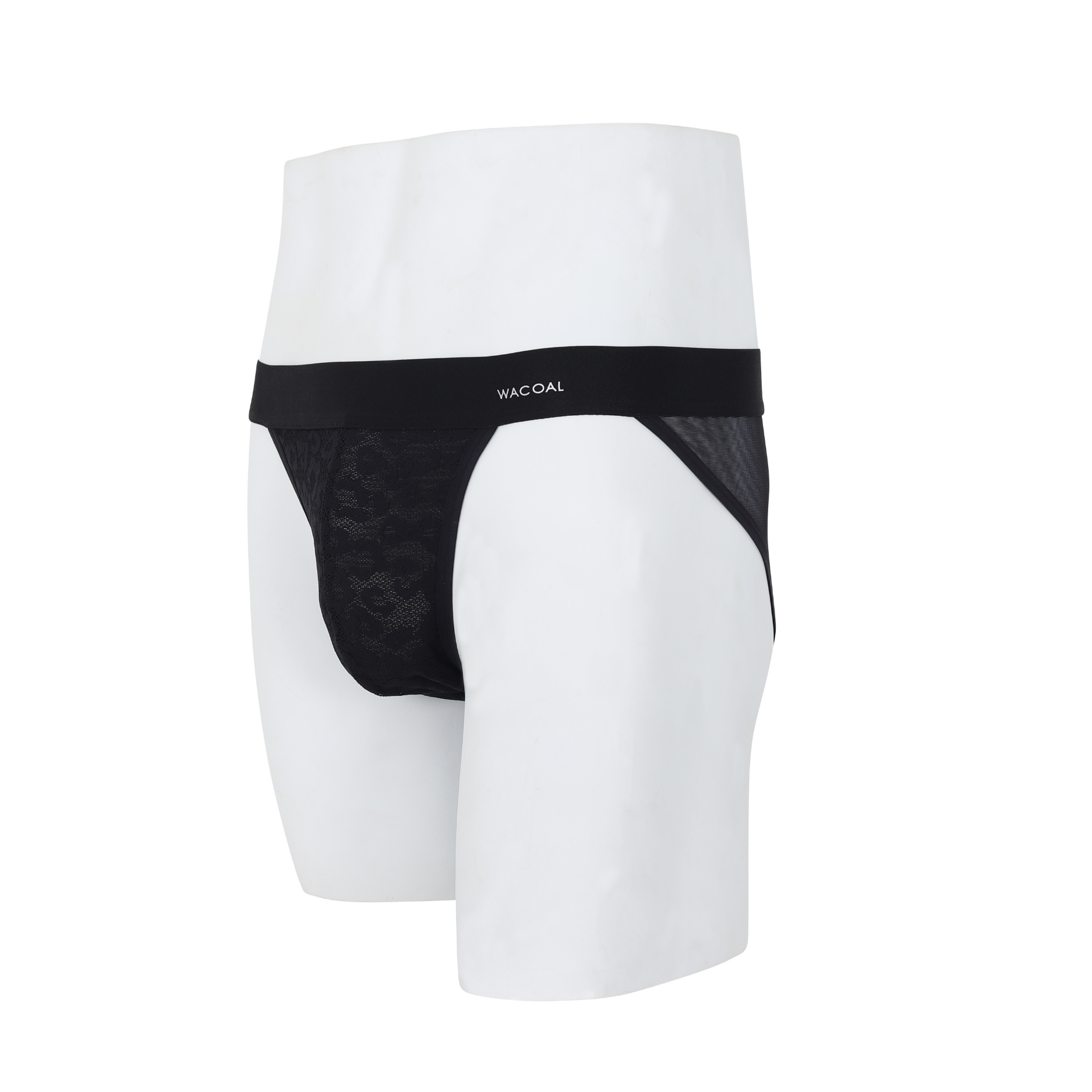 Wacoal กางเกงในผู้ชาย FASHION SEE THROUGH (high-cut lace briefs) รุ่น WXU304 สี ดำ (BL)