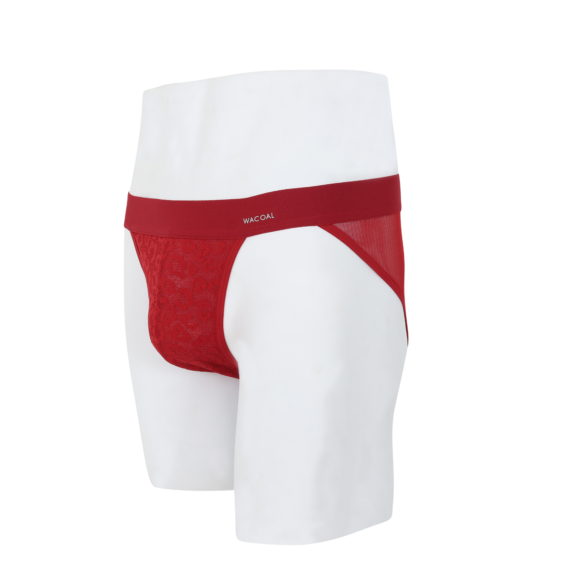 Wacoal กางเกงในผู้ชาย FASHION SEE THROUGH (high-cut lace briefs) รุ่น WXU304 สี ดำ (RE)