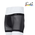 Wacoal Freedom กางเกงใน Boxer เรียบเนียน กระชับ ผ้าทอลายตาข่าย รุ่น WXU401 สีดำ (BL)