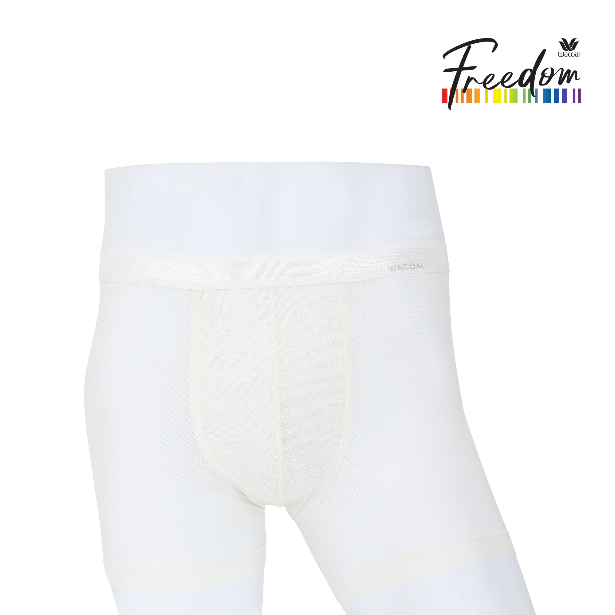 Wacoal Freedom กางเกงใน Boxer เรียบเนียน กระชับ ผ้าทอลายตาข่าย รุ่น WXU401 สีครีม (CR)
