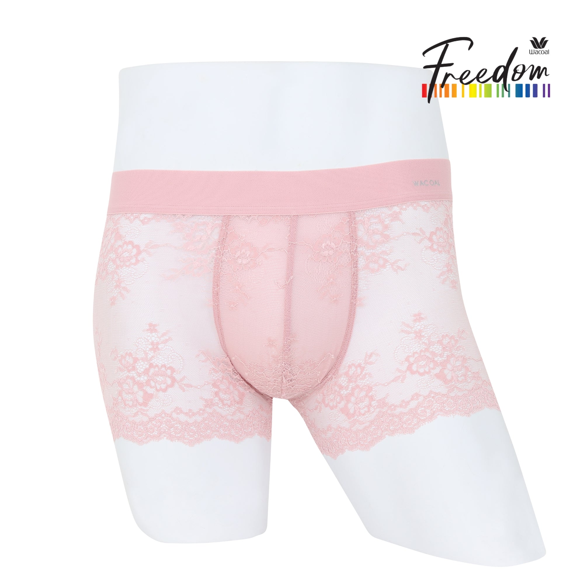Wacoal Freedom LIMITED กางเกงลูกไม้ชาย(Lace Boxer) รุ่น WXU403 สีชมพู (WR)