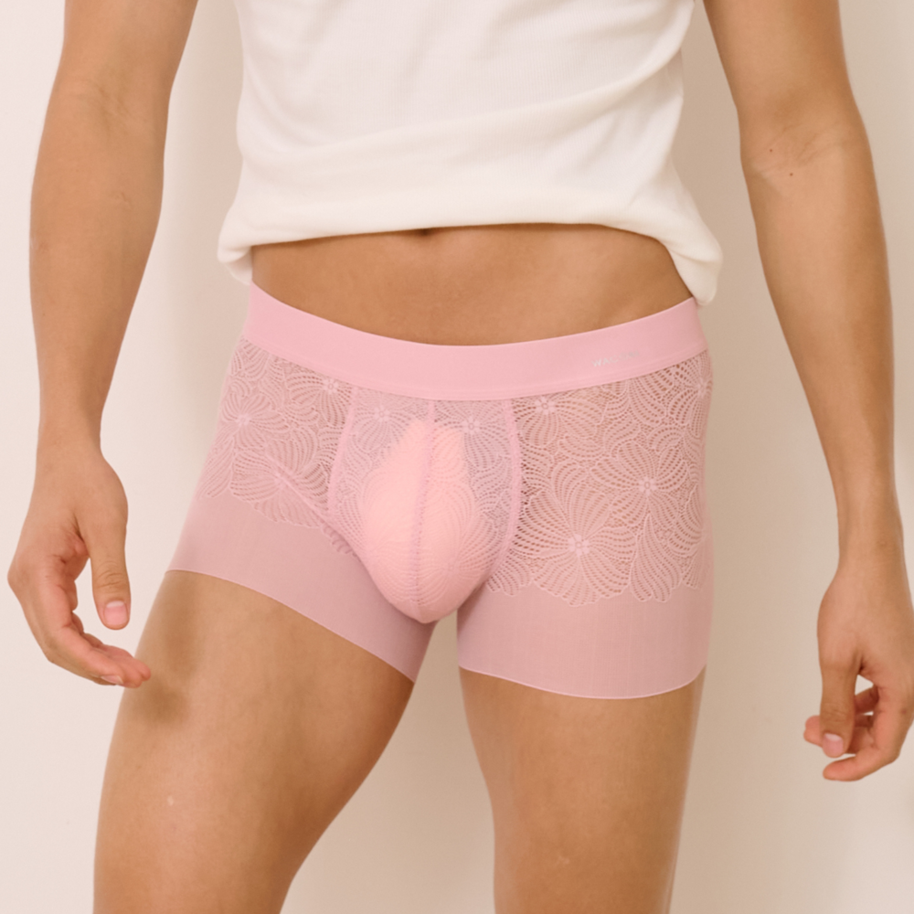 Wacoal Freedom LIMITED UNDERWEAR กางเกงลูกไม้นุ่ม  (Lace Boxer ) รุ่น WXU406 สีชมพูกุหลาบป่า (WR)
