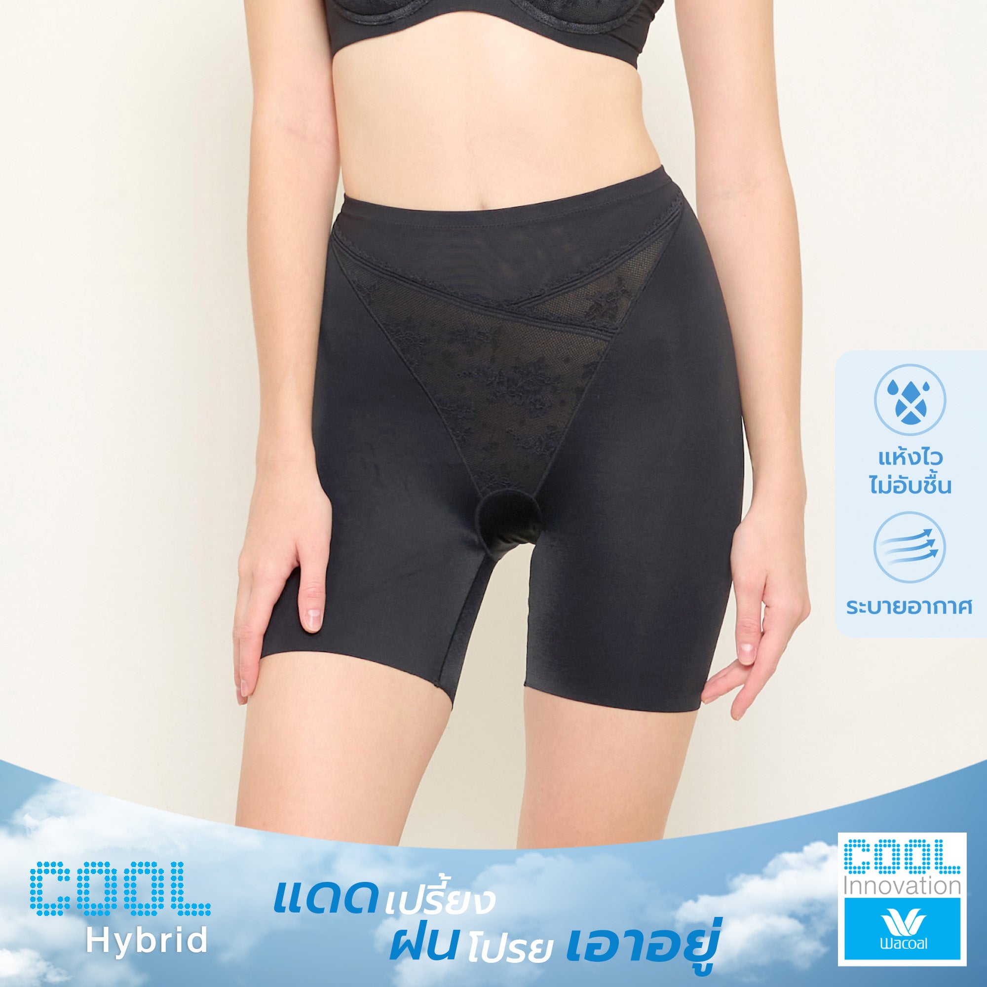Wacoal Shapewear Hips วาโก้กางเกงกระชับหน้าท้อง ยกก้น รุ่น WY1189 สีดำ (BL)