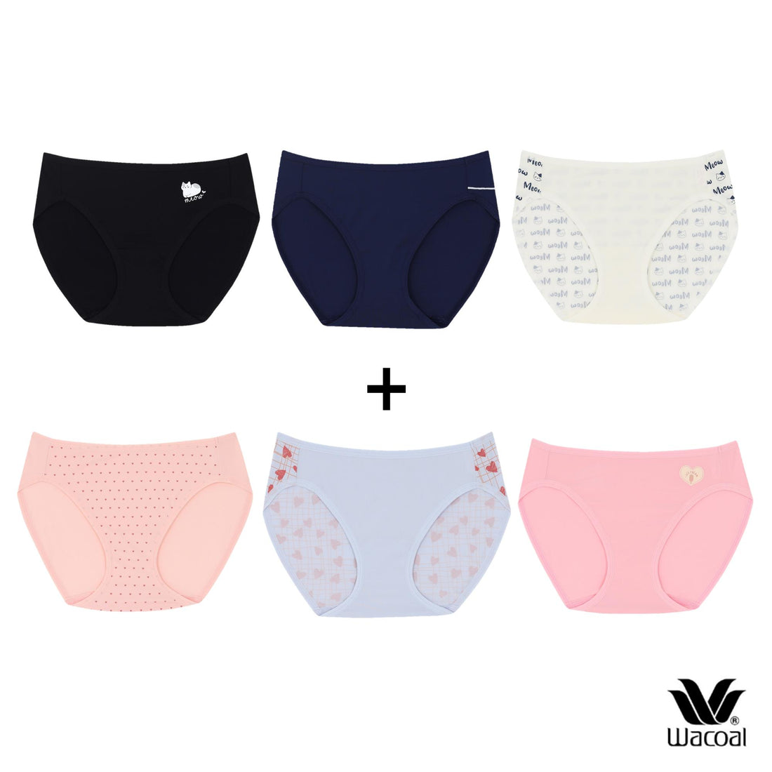 Wacoal Panty Fashion, bikini style underwear, 1 Set of 3 pieces, model WU2C04 (buy 1 set get 1 set free)