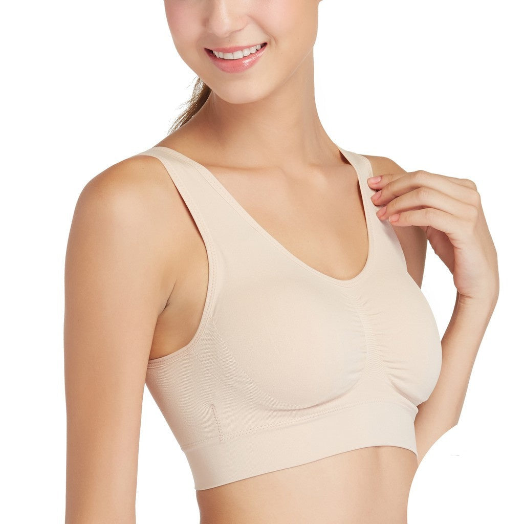 Wacoal Seamless Bra เซ็ต 5 ชิ้น บราสวมหัว ไร้โครง ไร้ตะเข็บ รุ่น WH9C24/WH9524 สีเบจ (BE)