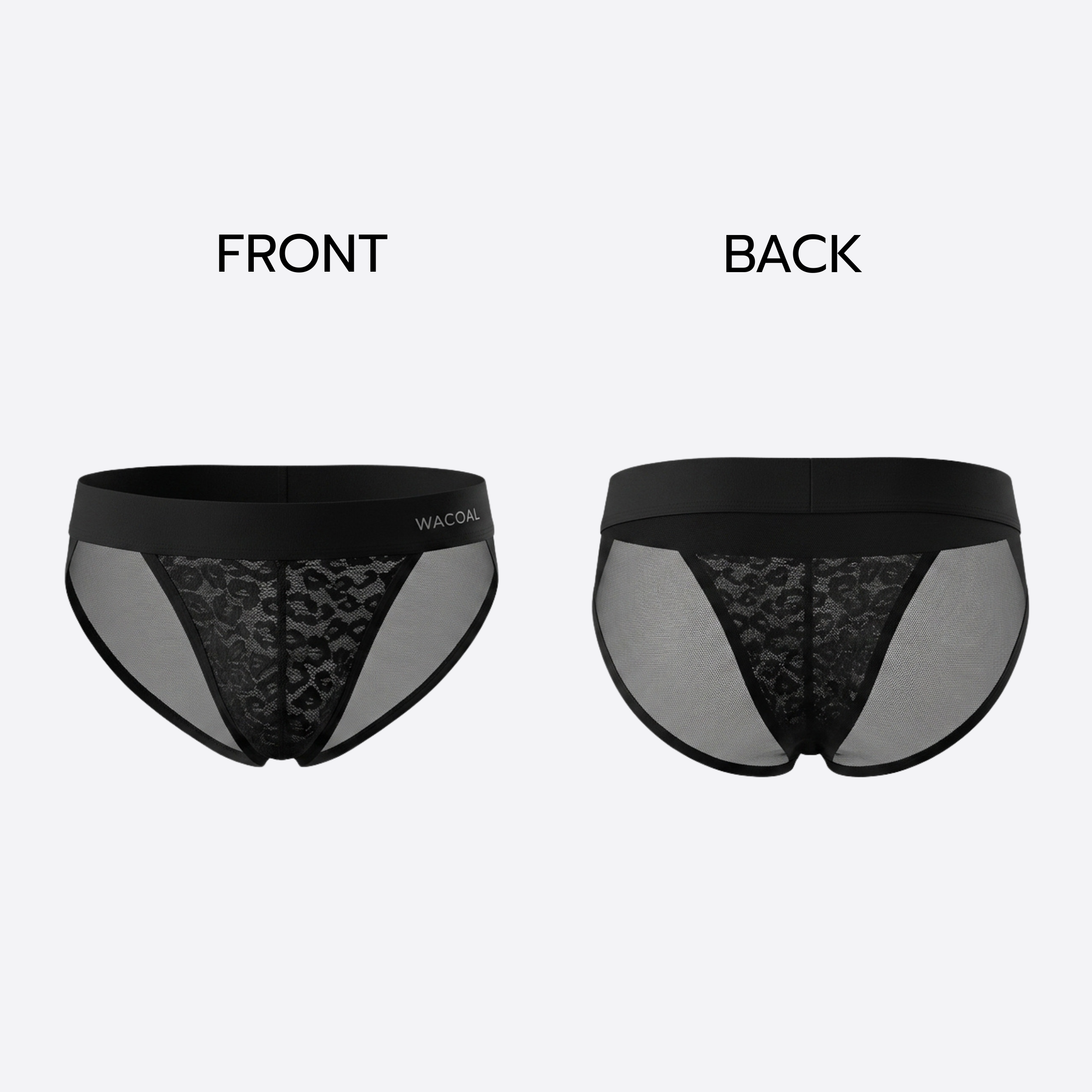 Wacoal กางเกงในผู้ชาย FASHION SEE THROUGH (high-cut lace briefs) รุ่น WXU304 สี ดำ (BL)
