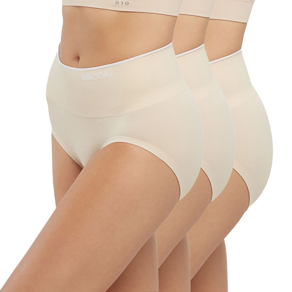 Wacoal H-fit secret support กางเกงในกระชับหน้าท้อง ไร้ตะเข็บ รูปแบบเต็มตัว Set 3 ชิ้น รุ่น WU4T98 สีเบจ (BC)