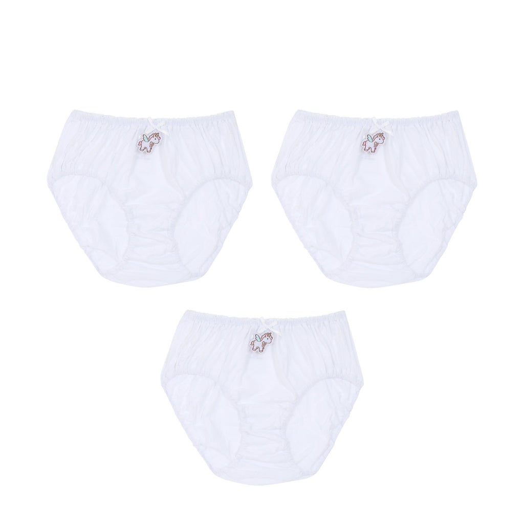 Wacoal Bloom Panty, rubber underwear for children, Pack of 3 pieces, Half style, model WU6A33, white (WH)