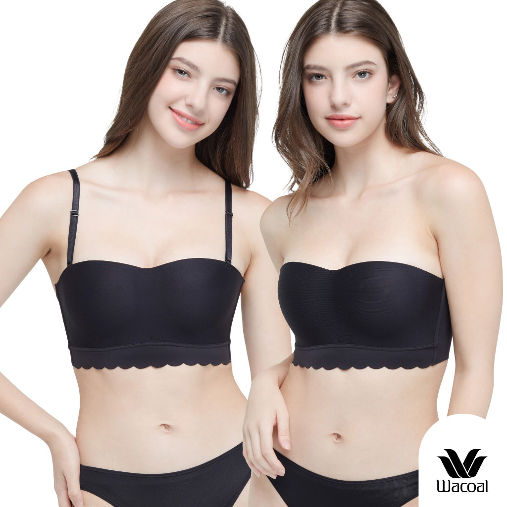 Wacoal Go Girls Smart Size Wavy Top, Wacoal strapless bra, 2 pieces, model WB3Y31/WB3231, black (BL)