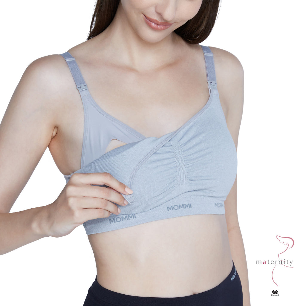 Wacoal Maternity Mommi Bra บราสำหรับให้นมบุตร รุ่น WM1Y02 สีเทาอ่อน (LI)