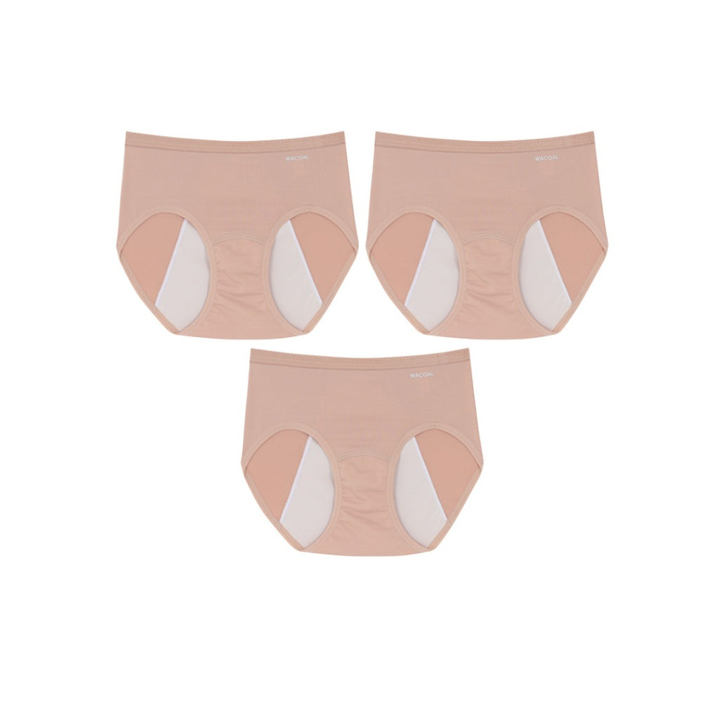 วาโก้ กางเกงในอนามัย ครึ่งตัว (Wacoal Hygieni Night Short Panty) รุ่น WU5T01 Set 3 ชิ้น สีเบจ (BE)