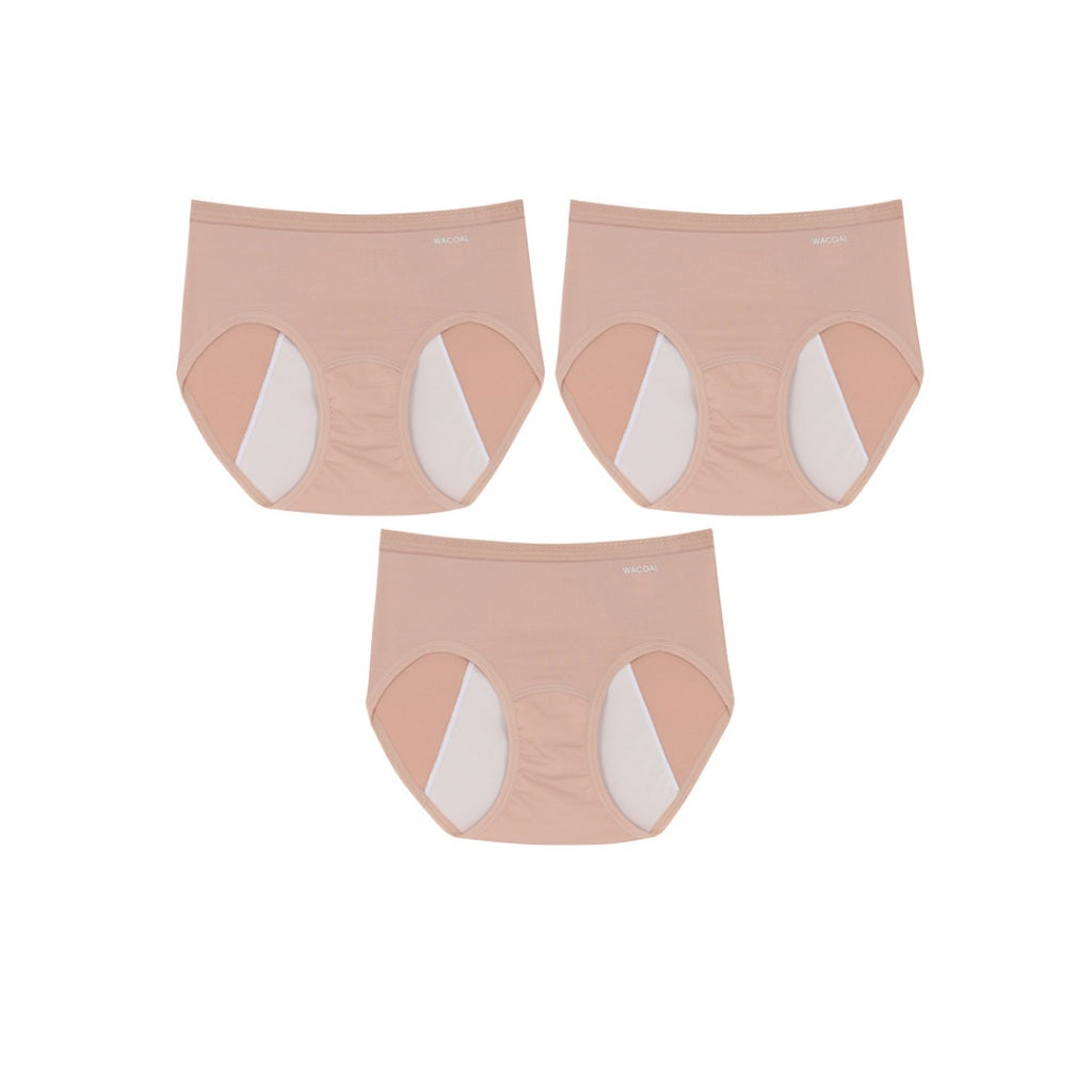 Wacoal Hygieni Night กางเกงในอนามัยแบบกลางคืน รูปแบบครึ่งตัว รุ่น WU5T01 Set 3 ชิ้น สีเบจ (BE)
